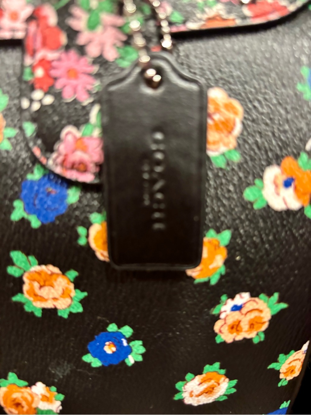 Coach Black Multi Floral Dome Satchel Like New - Picture 4 of 9
